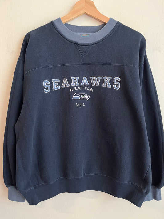 00s Seattle Seahawks Navy Crewneck (L)
