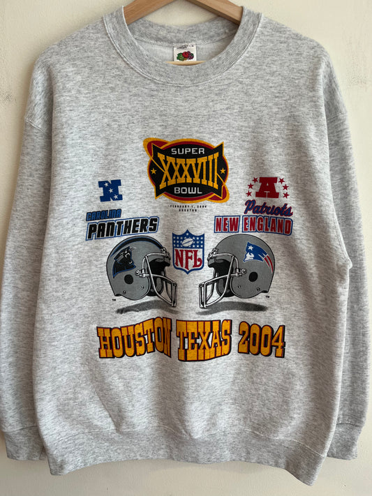 2004 Carolina Panthers vs New England Patriots Super Bowl Crewneck (L)