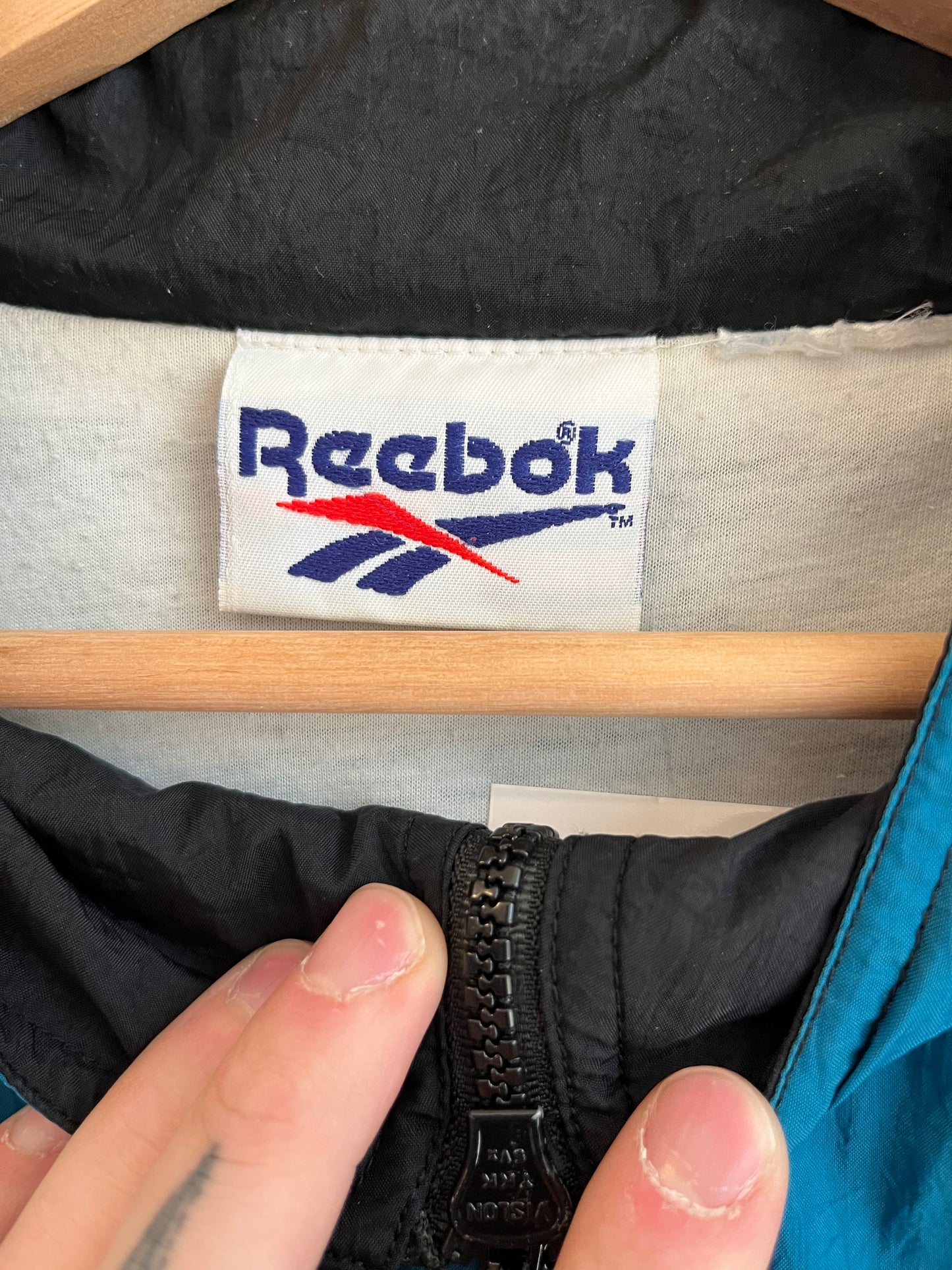90s Reebok Teal & Black Windbreaker (XL)
