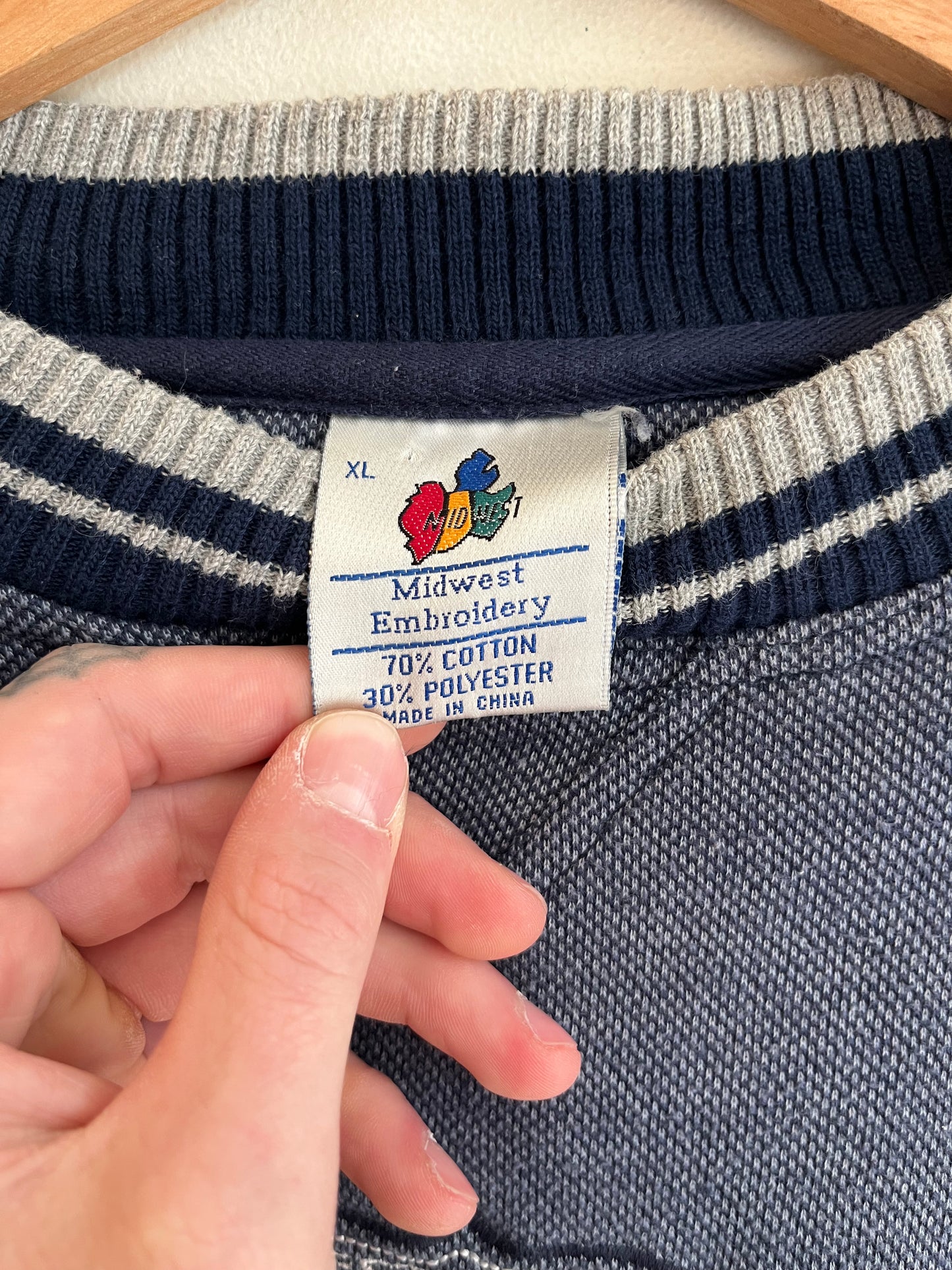 90s University of North Carolina (UNC) Embroidered Midwest Crewneck (XL)