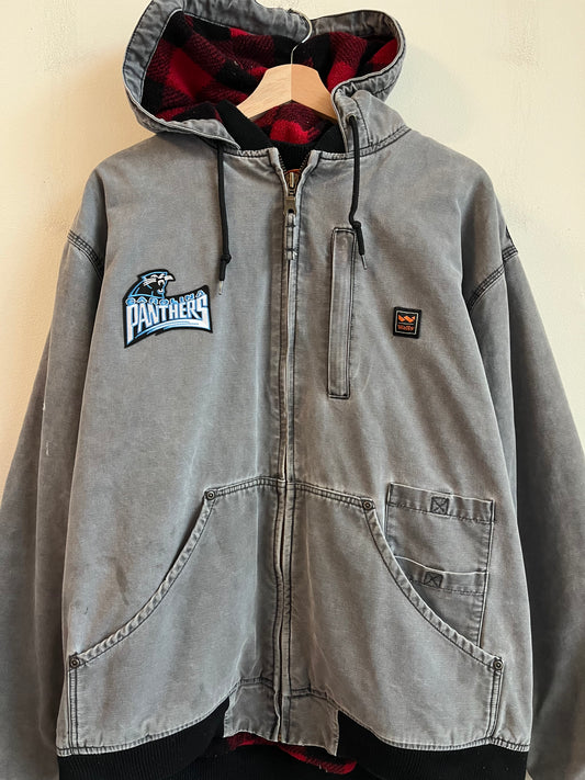 00s Carolina Panthers Flannel Lined Faded Custom Walls Jacket (XL)