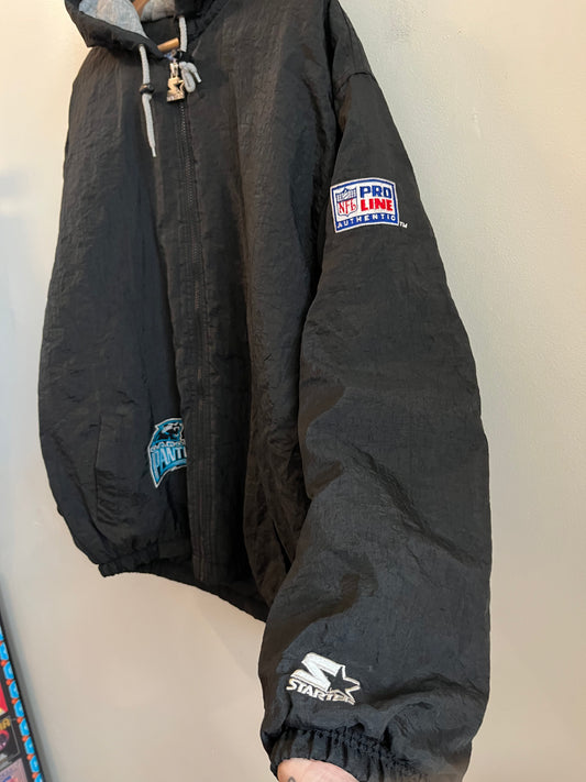 90s Carolina Panthers Starter Pro Line Puffer Jacket (L) (Zipper Flaw)