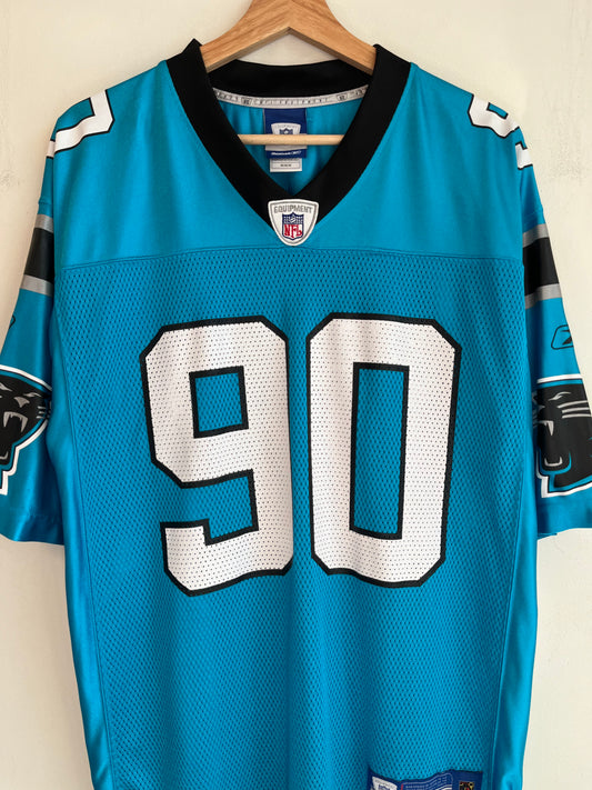 00s Carolina Panthers Julius Peppers Blue Reebok Jersey (M)