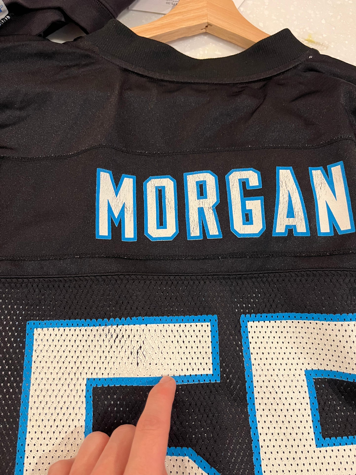 00s Carolina Panthers Dan Morgan Split Color Reebok Jersey (XL)
