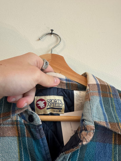 90s Sports Afield Multi-Colored Insulated Collared Flannel (XL)