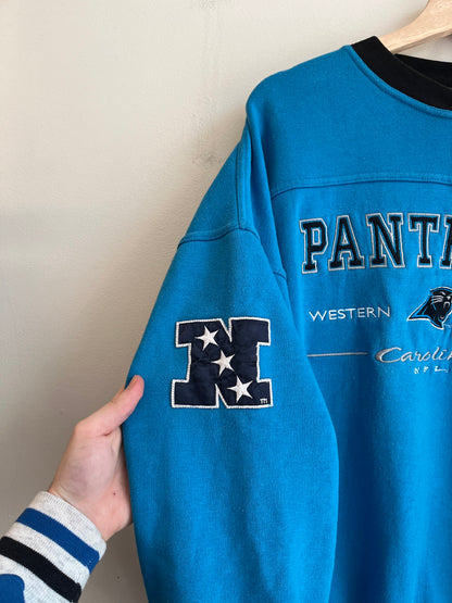 90s Carolina Panthers Lee Embroidered Blue Crewneck (XXL)