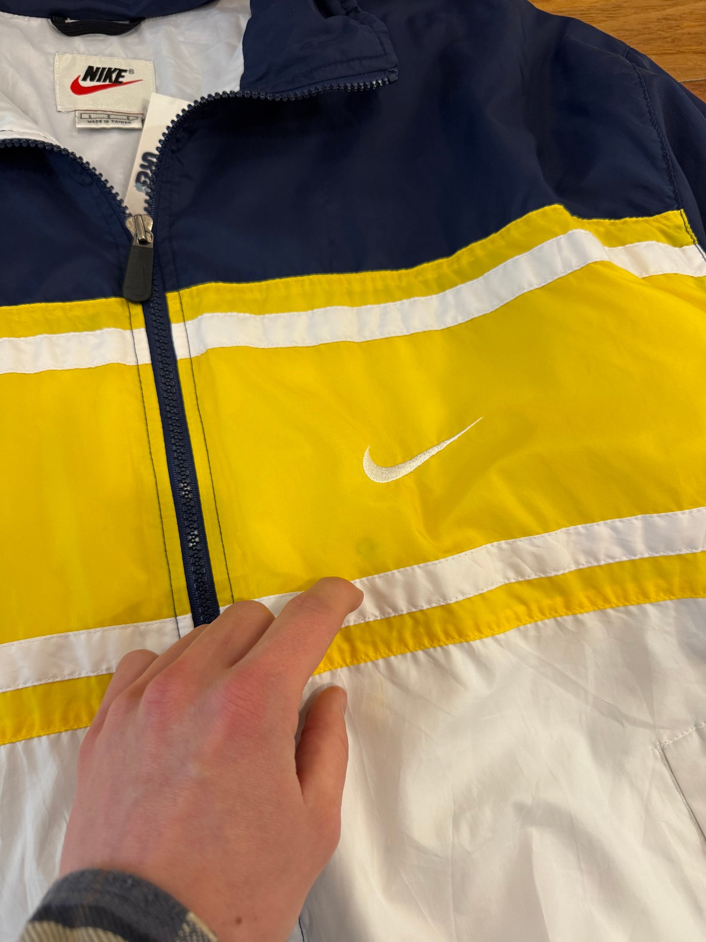 90s Nike Multi-Colored Big Swoosh Windbreaker (L)