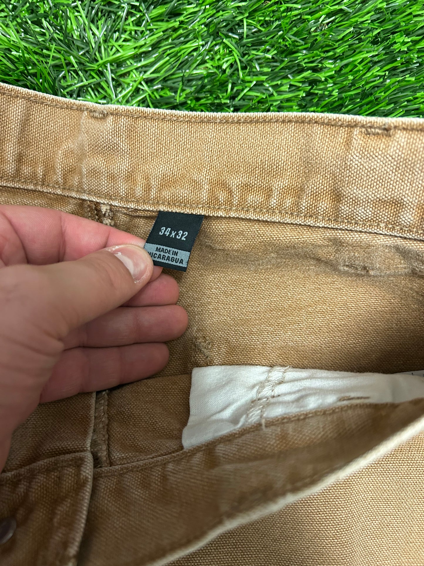 Carhartt Tan Paint Splatter Carpenter Pants (34 x 32)