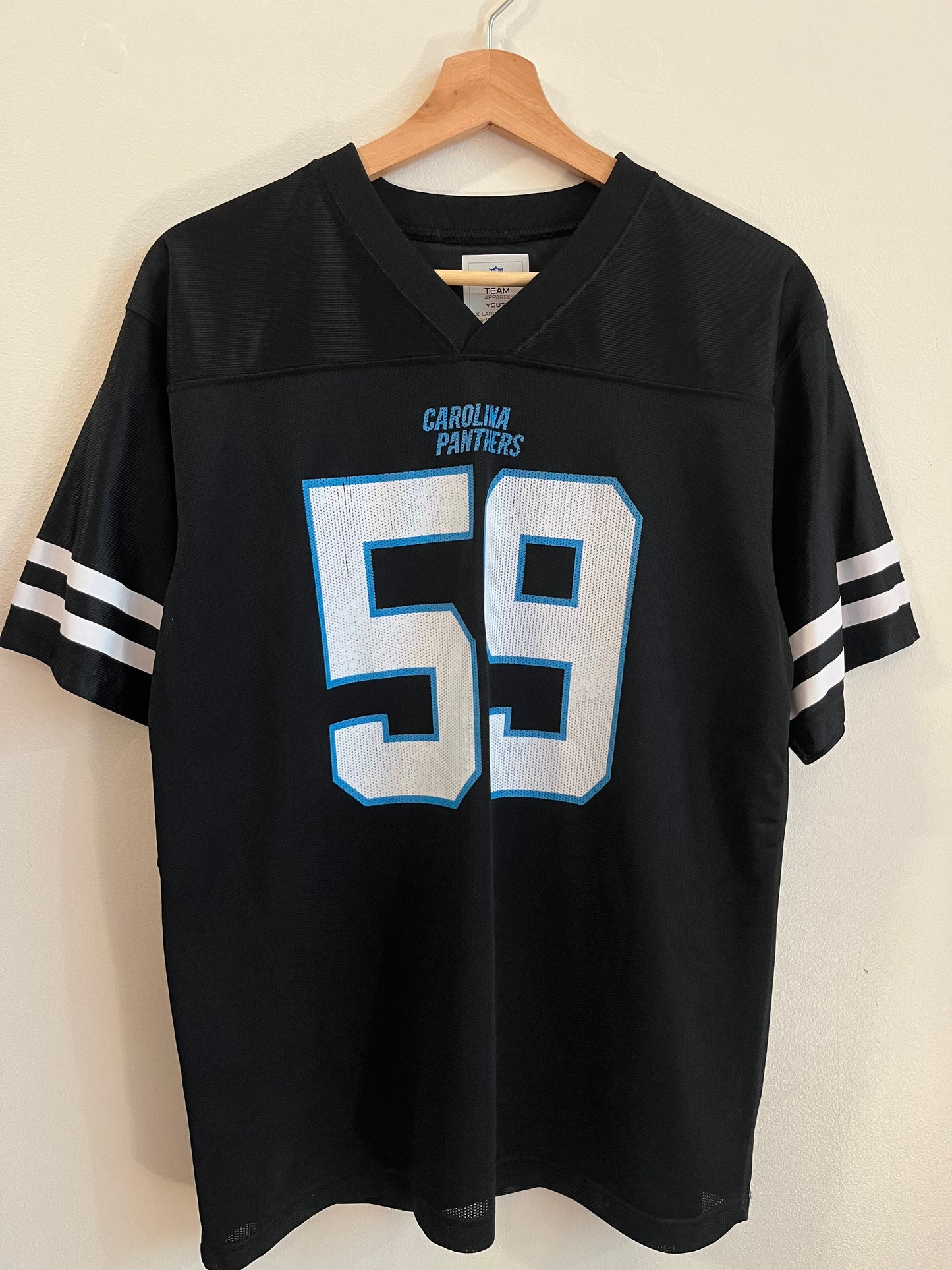 2010s Carolina Panthers Luke Kuechly Striped Home Jersey (Youth XL)