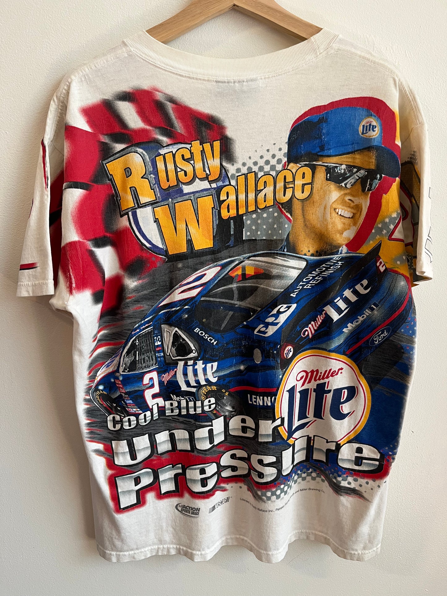 00s Miller Lite Rusty Wallace Nascar AOP Tee (M)
