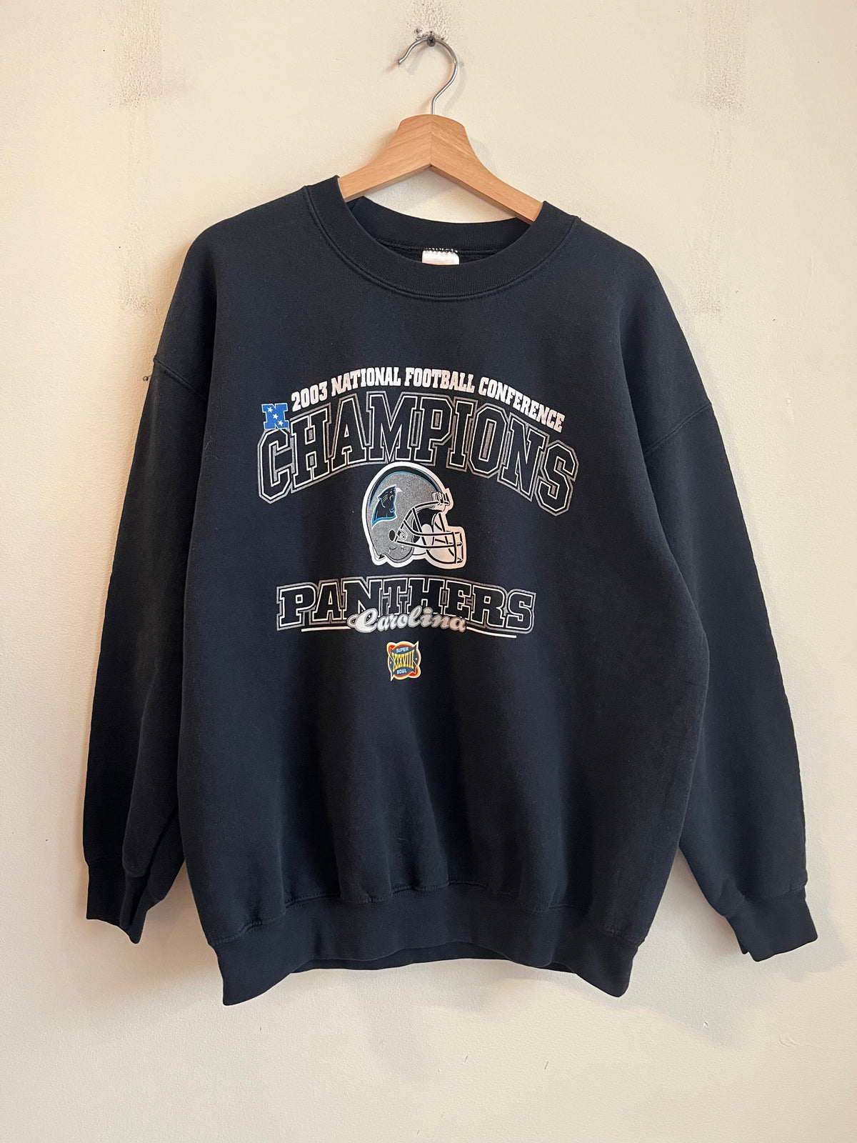 2003 Carolina Panthers Conference Champions Super Bowl Essentials Crewneck (L)