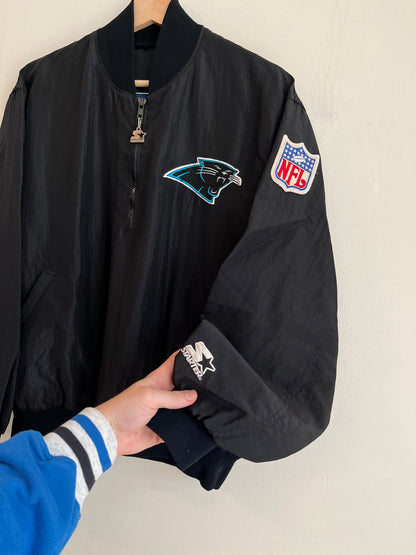90s Carolina Panthers Starter 1/4th Zip Black Windbreaker (M)