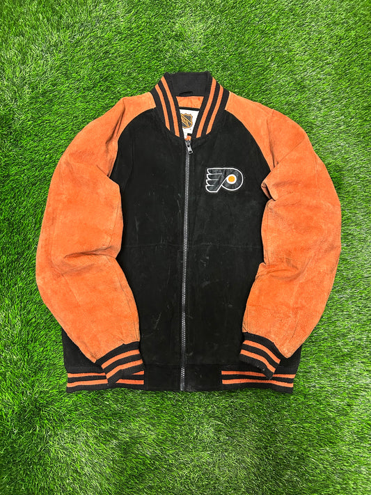 00s Philadelphia Flyers Vintage Suede Stained NHL Jacket (L)