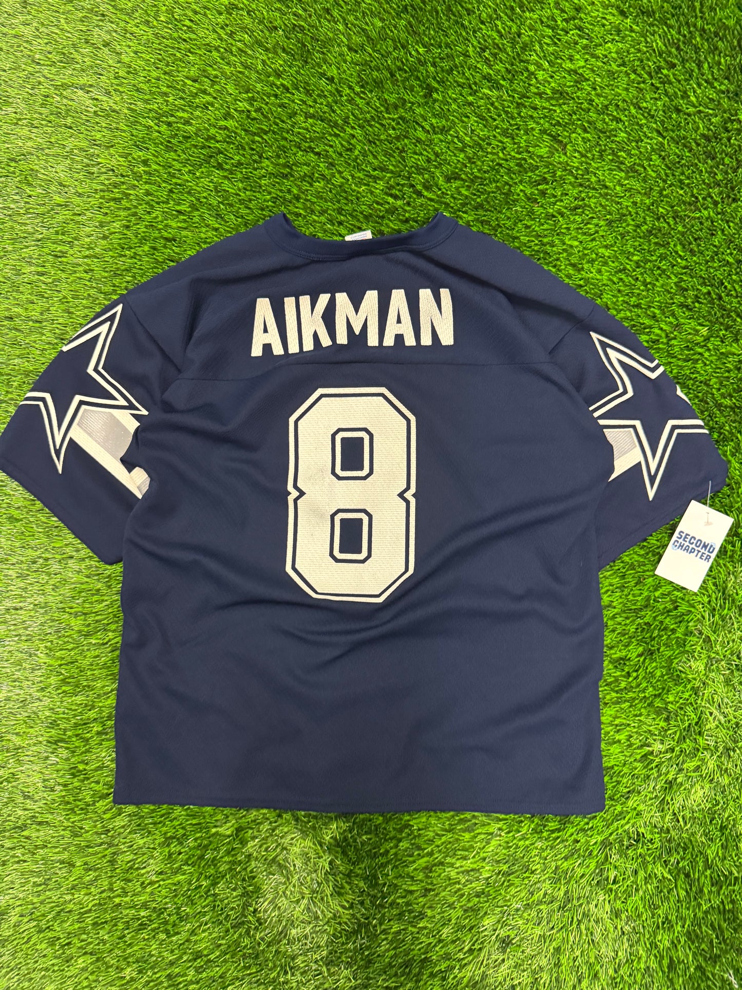 90s Dallas Cowboys Troy Aikman #8 Vintage Logo 7 NFL Jersey (M)