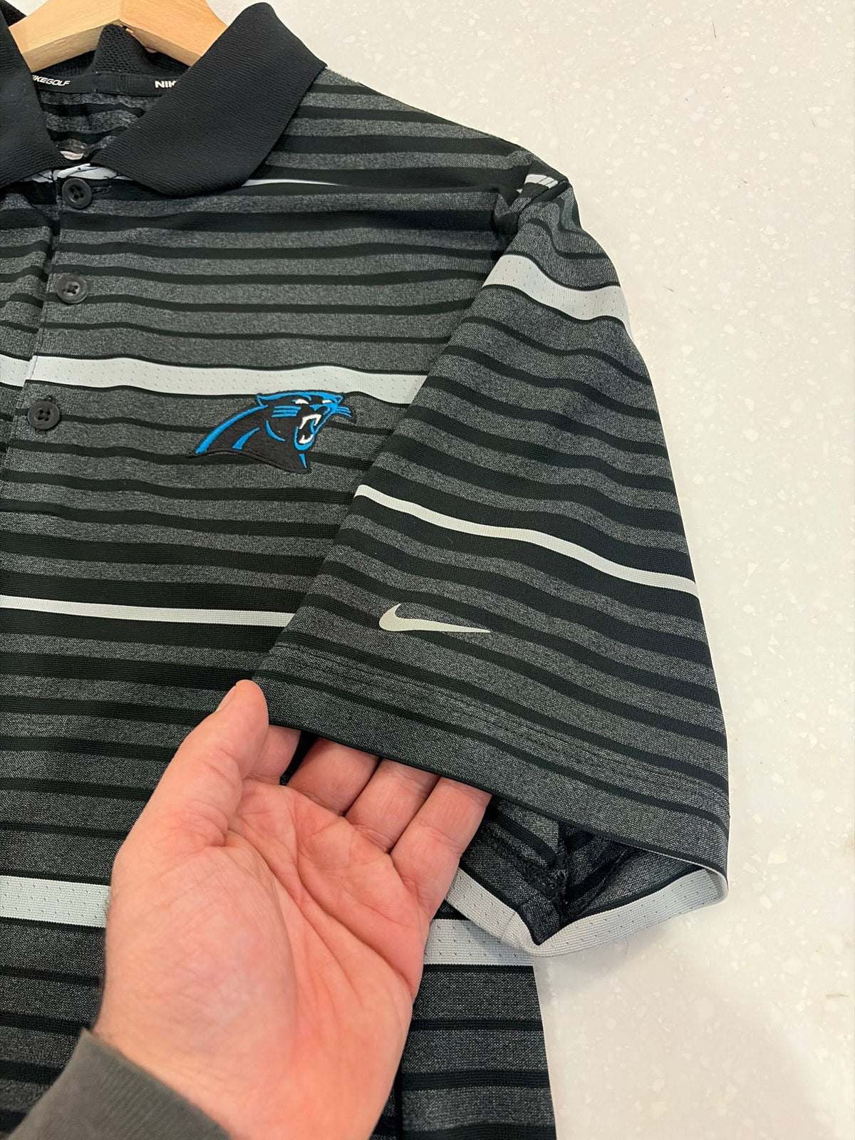 2014 Carolina Panther Nike Golf Striped Polo (L)