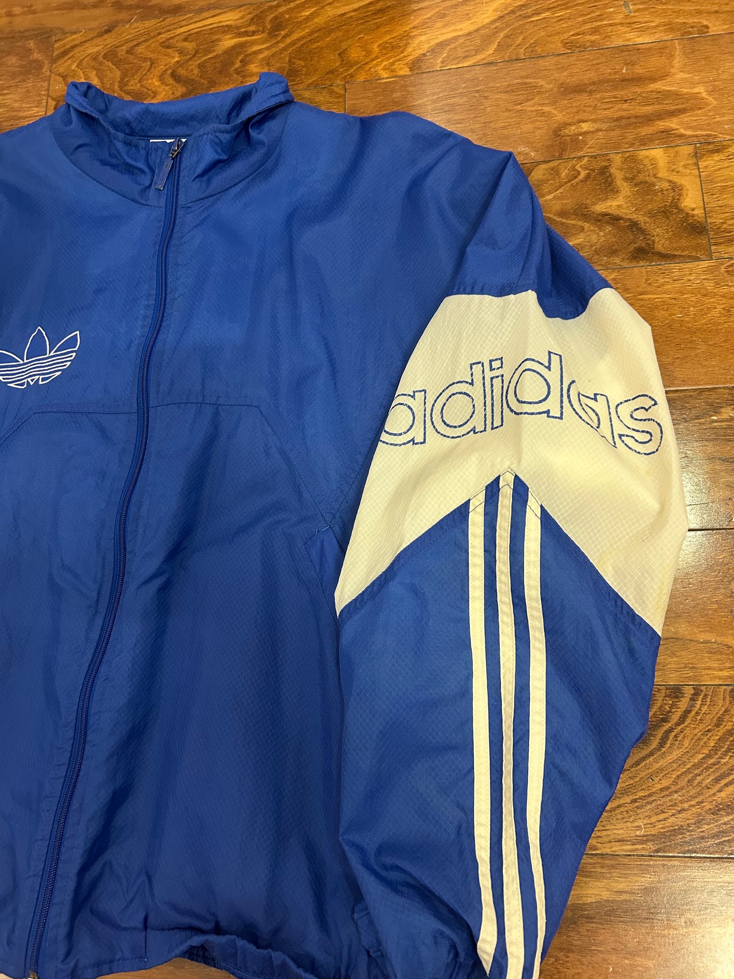 80s Adidas Blue Stained Windbreaker (L)