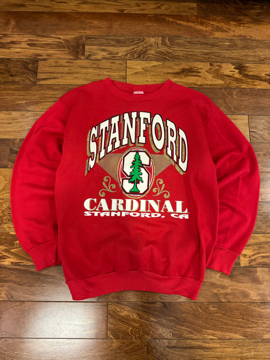90s Stanford University Cardinal Spell Out Graphic Red Vintage Crewneck (XL)