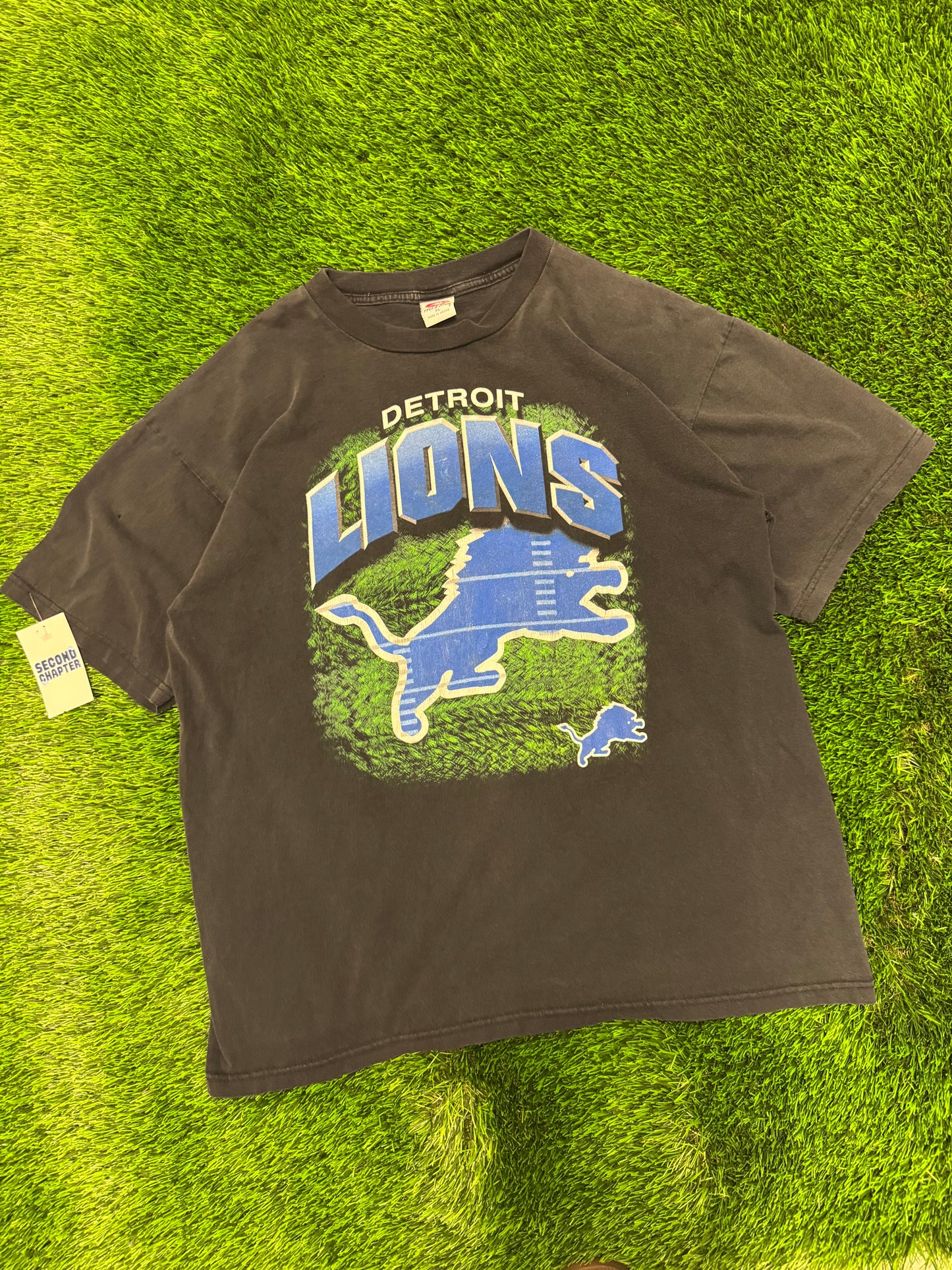 Detroit Lions Tru Fan Logo Spell Out Tee (XL)