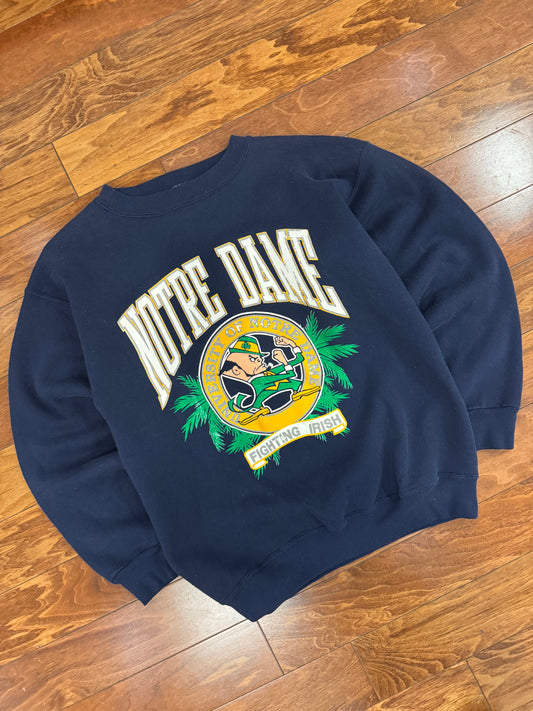 90s Notre Dame Navy Tultex Crewneck (L)