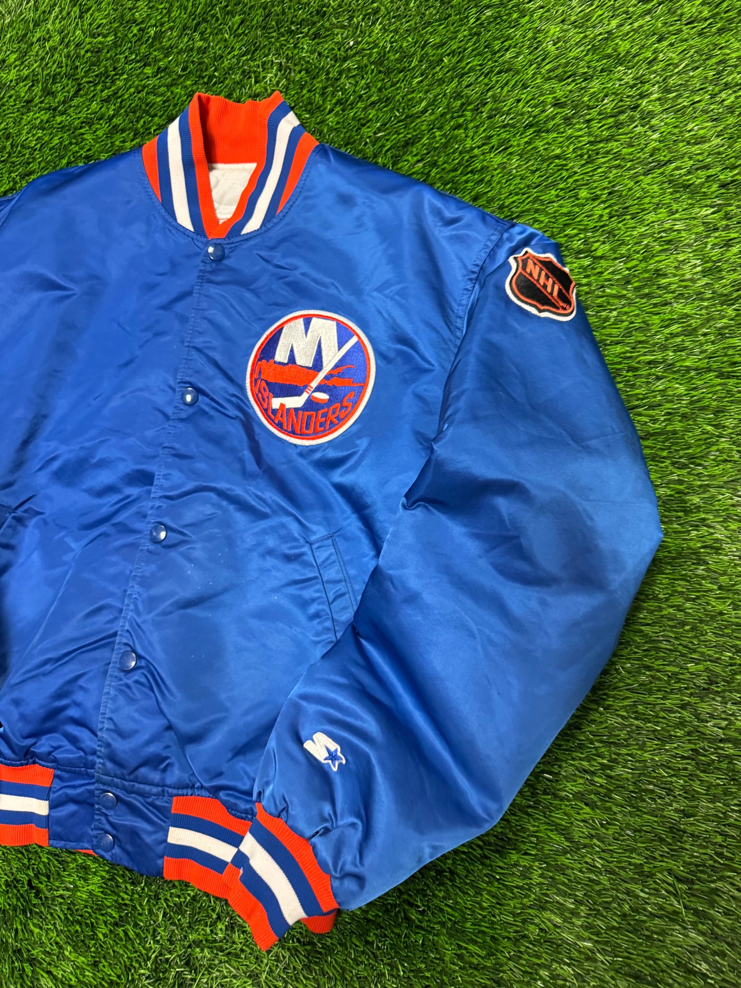 90s New York Islanders Vintage NHL Starter Satin Jacket (XL)