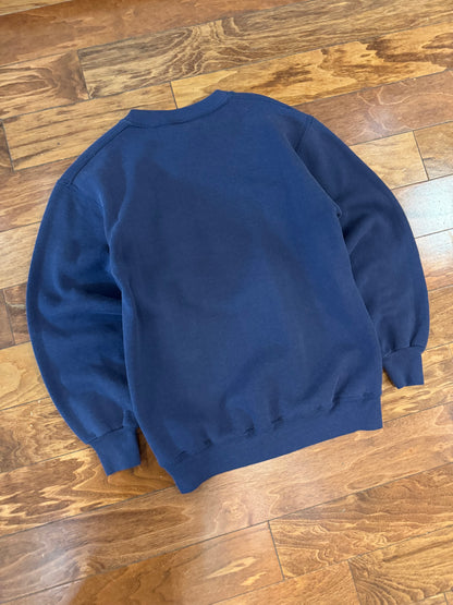 90s UNCG Greensboro Embroidered Vintage College Navy Crewneck (M)