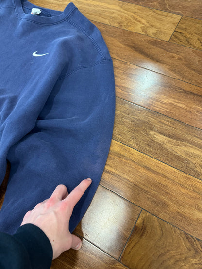 90s Nike Navy Essential Swoosh Crewneck (XL)