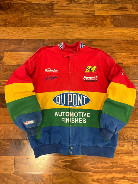 90s Dupont Jeff Gordon Vintage Rainbow Chase Authentic Racing Jacket (XL)