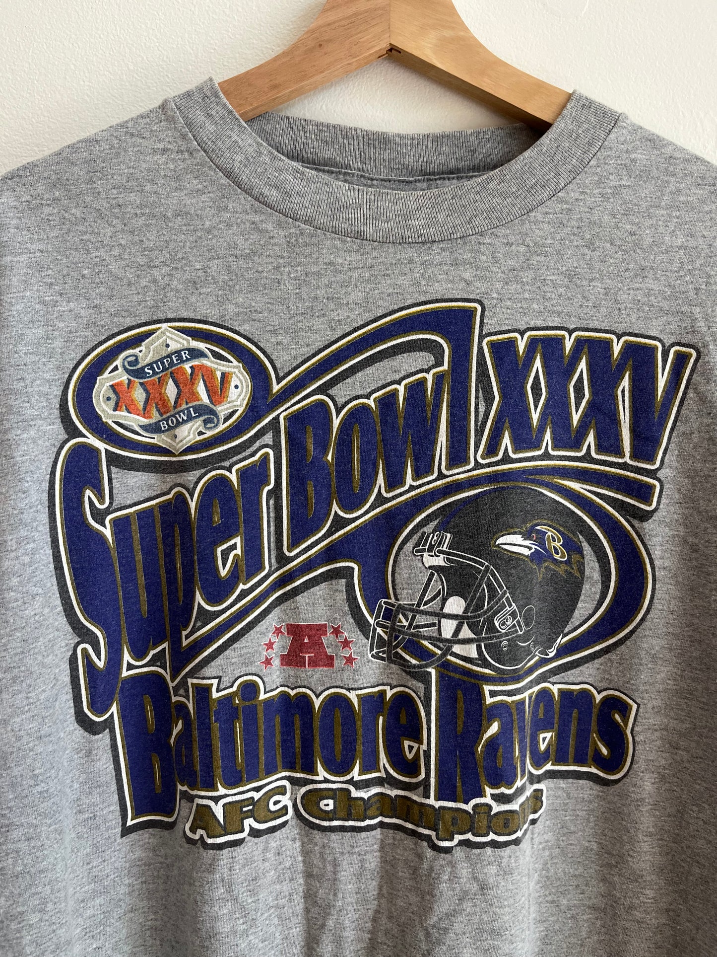 90s Baltimore Ravens True Fan Super Bowl Champs Tee (XL)