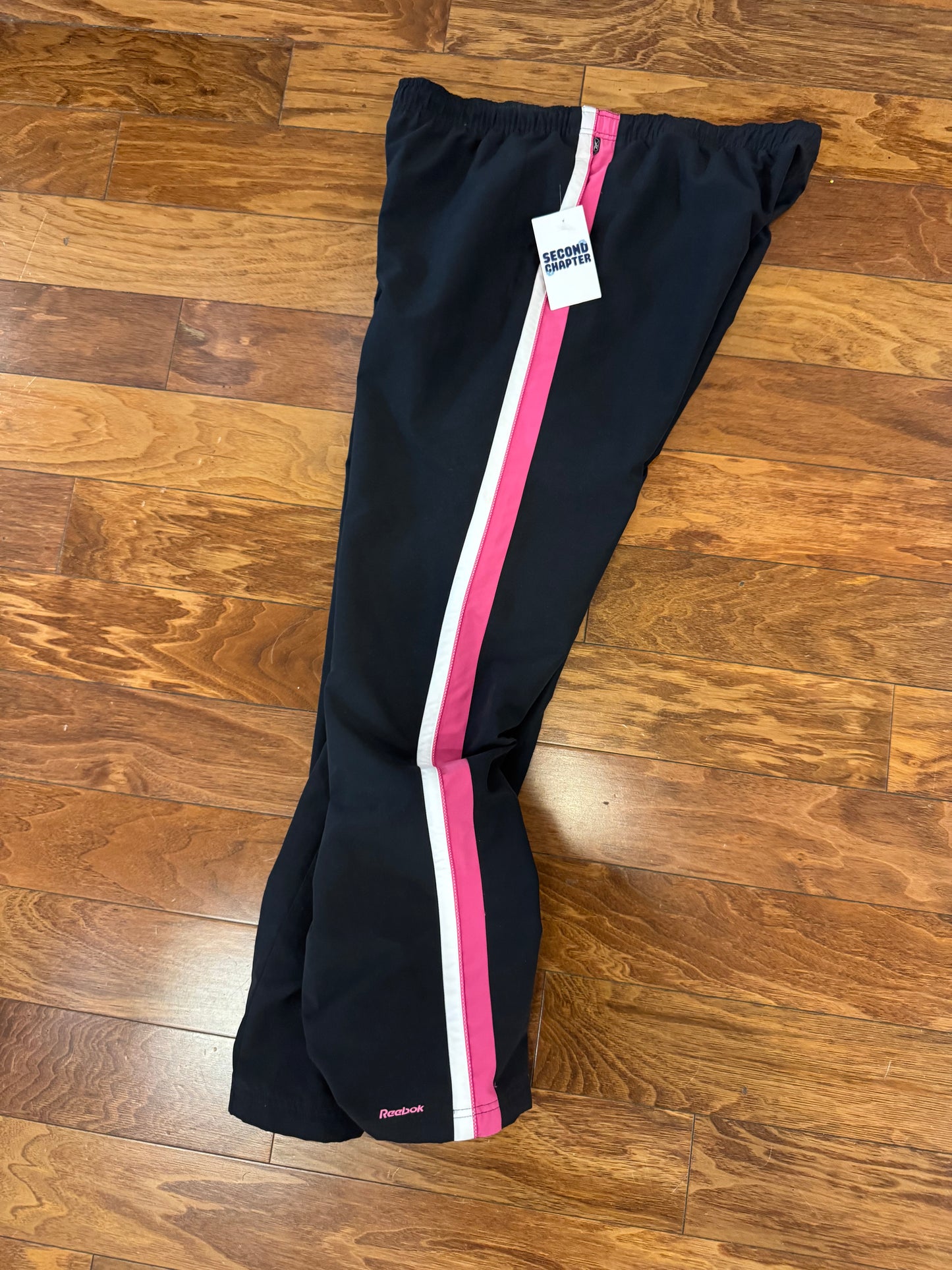 00s Reebok Black/Pink Track Pants (L)
