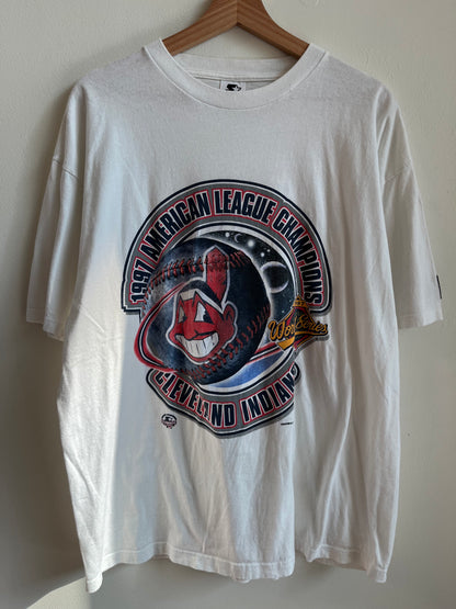 1997 Cleveland Indians White Starter Tee (L)