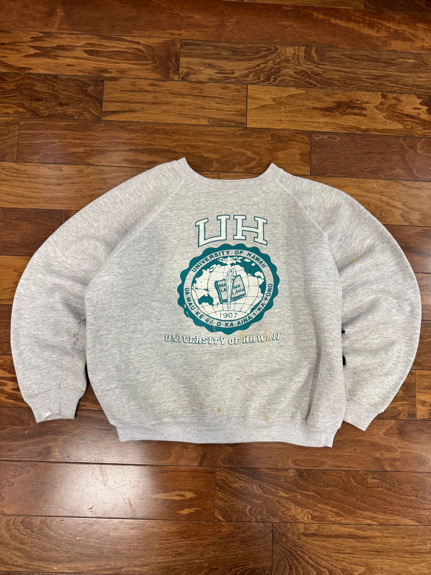 80s University of Hawaii Rainbows Paint Splatter Vintage Boxy Crewneck (XL)