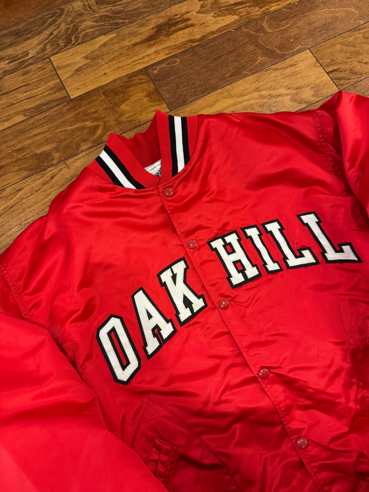 80s Oak Hill Academy Vintage Satin Jacket (L)