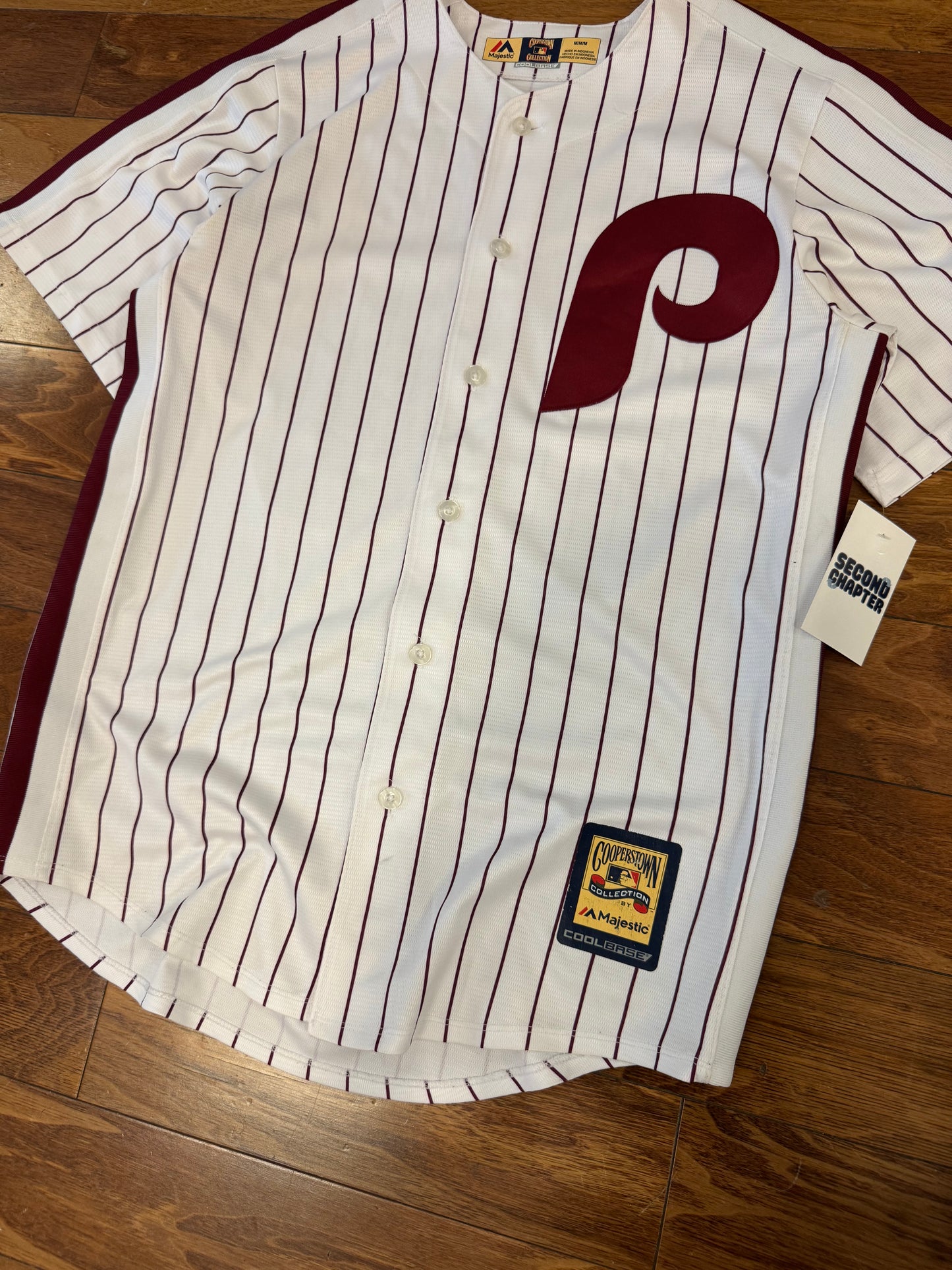 00s Mike Schmidt Phillies Majestic Pinstripe Jersey (M)