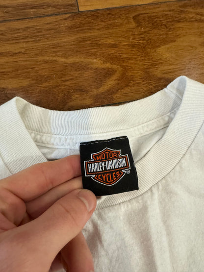 00s Harley Davidson Embroidered White Long-Sleeve Shirt (XL)