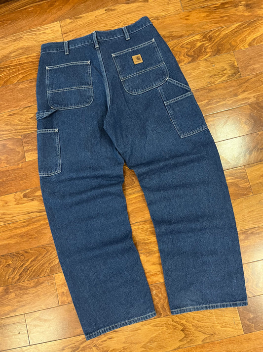 2013 Carhartt Dark Wash Carpenter Jeans (34 x 30)
