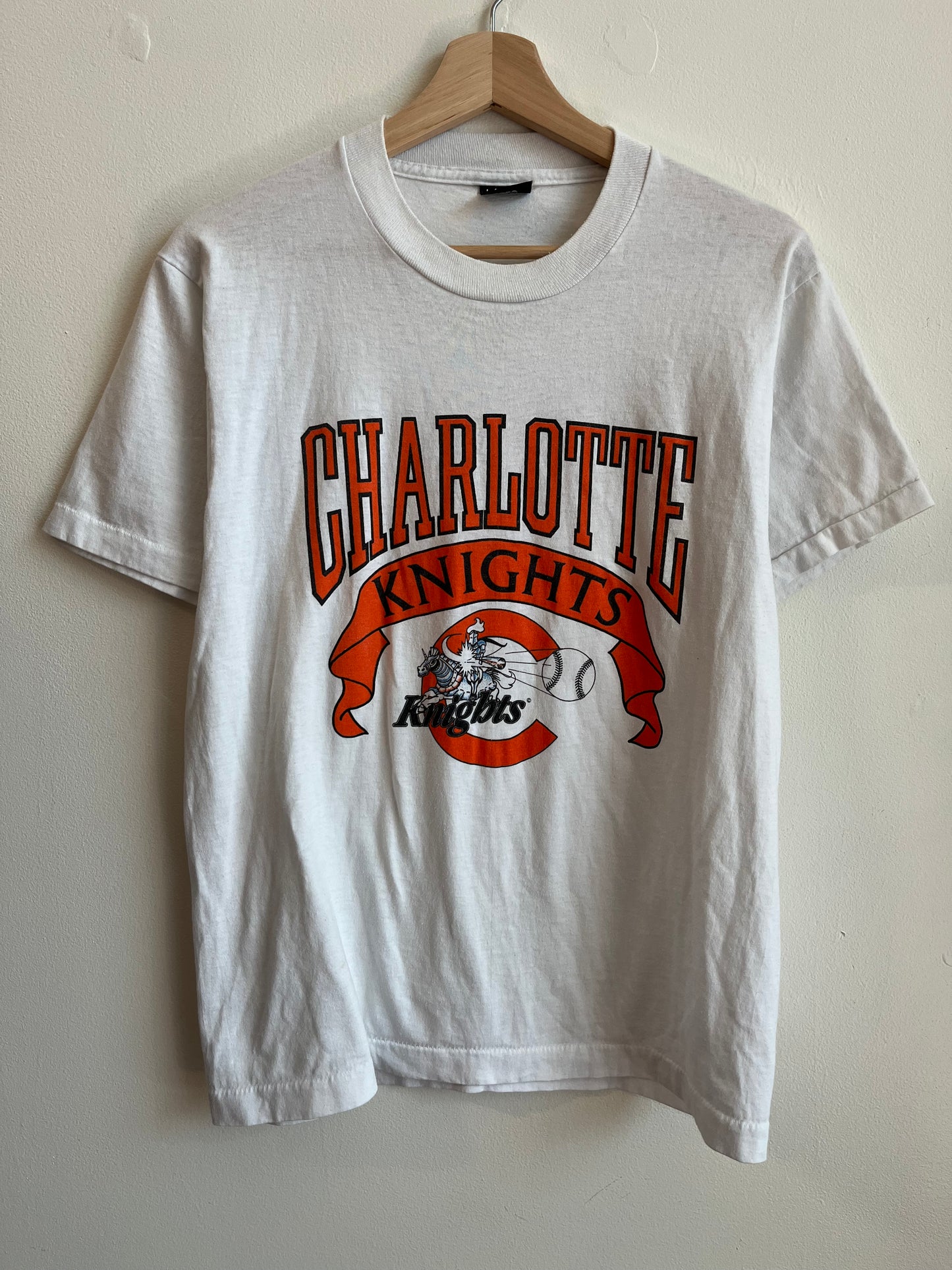 90s Charlotte Knights Minor League Baseball White/Orange Tee (L)