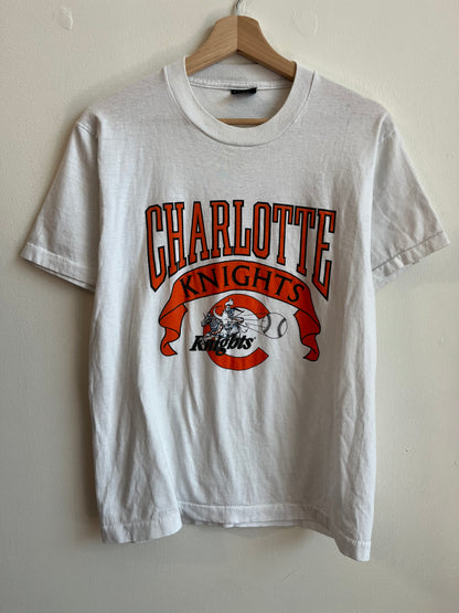 90s Charlotte Knights Minor League Baseball White/Orange Tee (L)