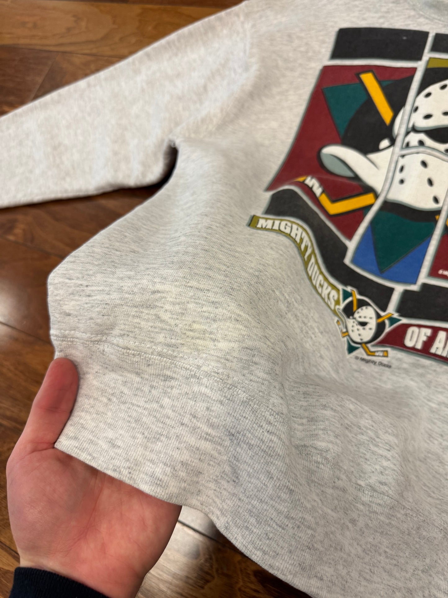 90s Mighty Ducks Vintage Salem Hockey Stained Crewneck (L)