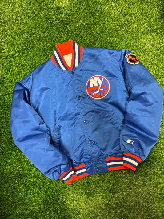 90s New York Islanders Vintage NHL Starter Satin Jacket (XL)