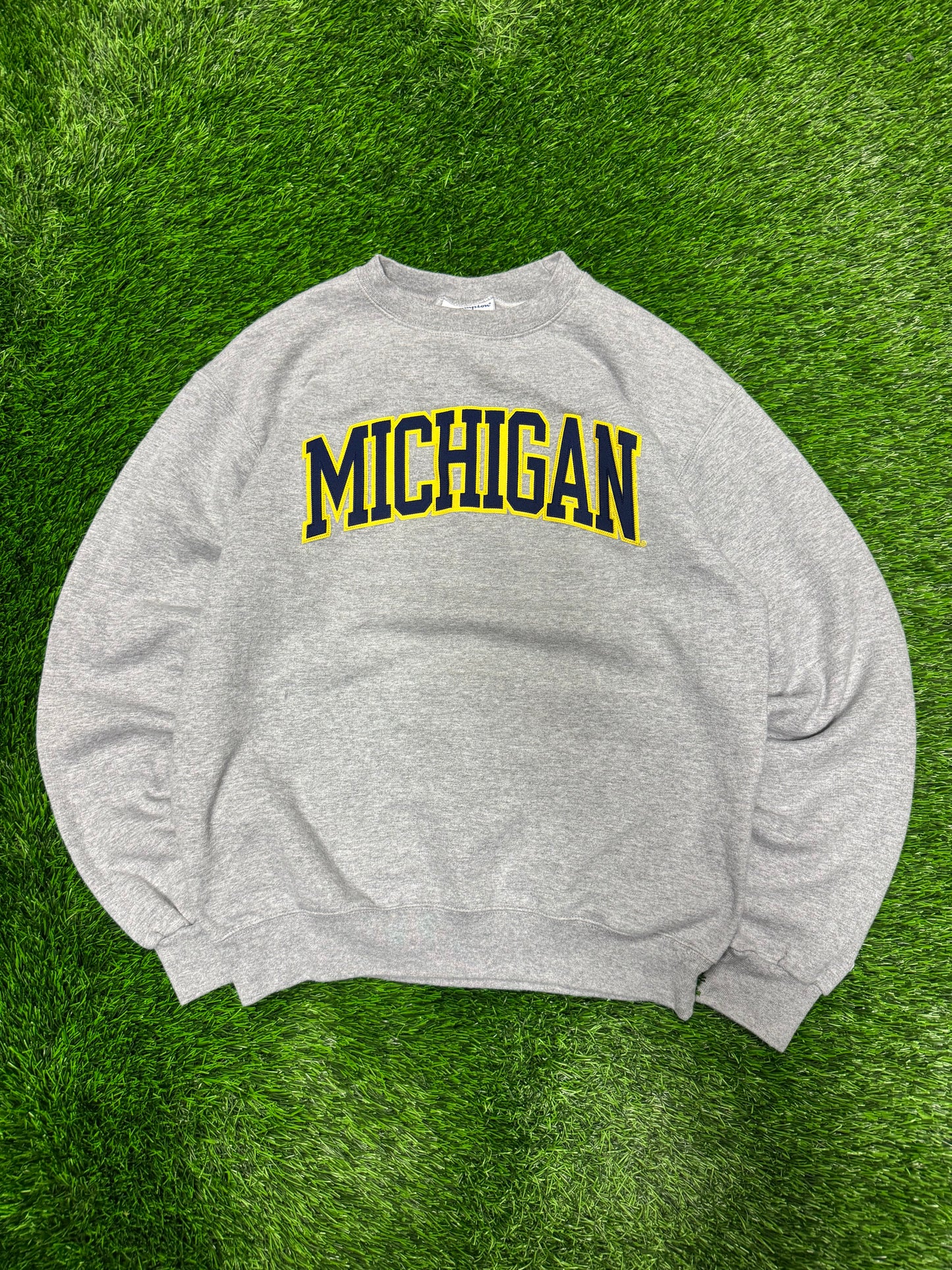 2010s Michigan University Champion Grey Spell Out Crewneck (M)