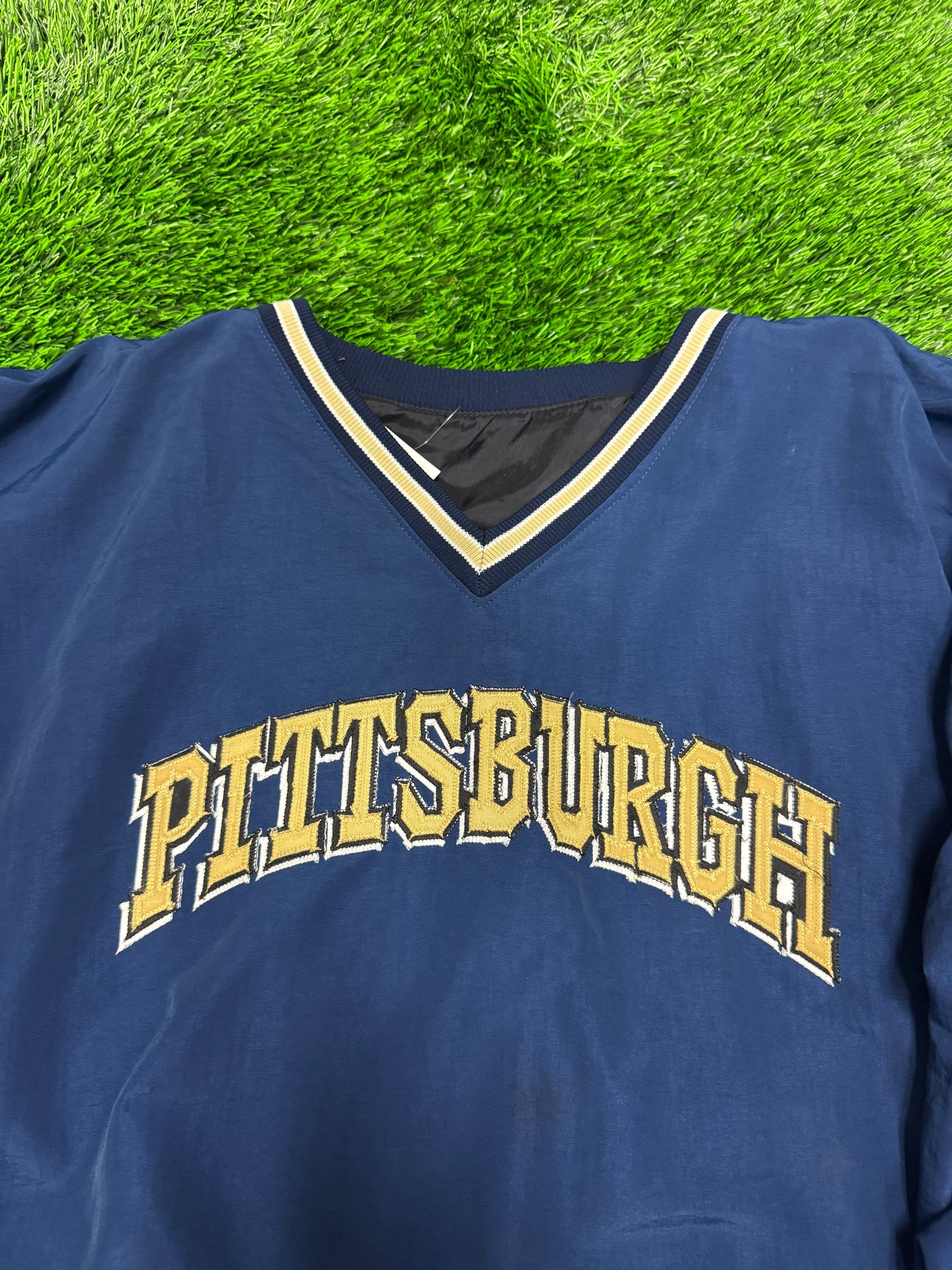 90s University of Pittsburgh Navy Spell Out Windbreaker (XXL)
