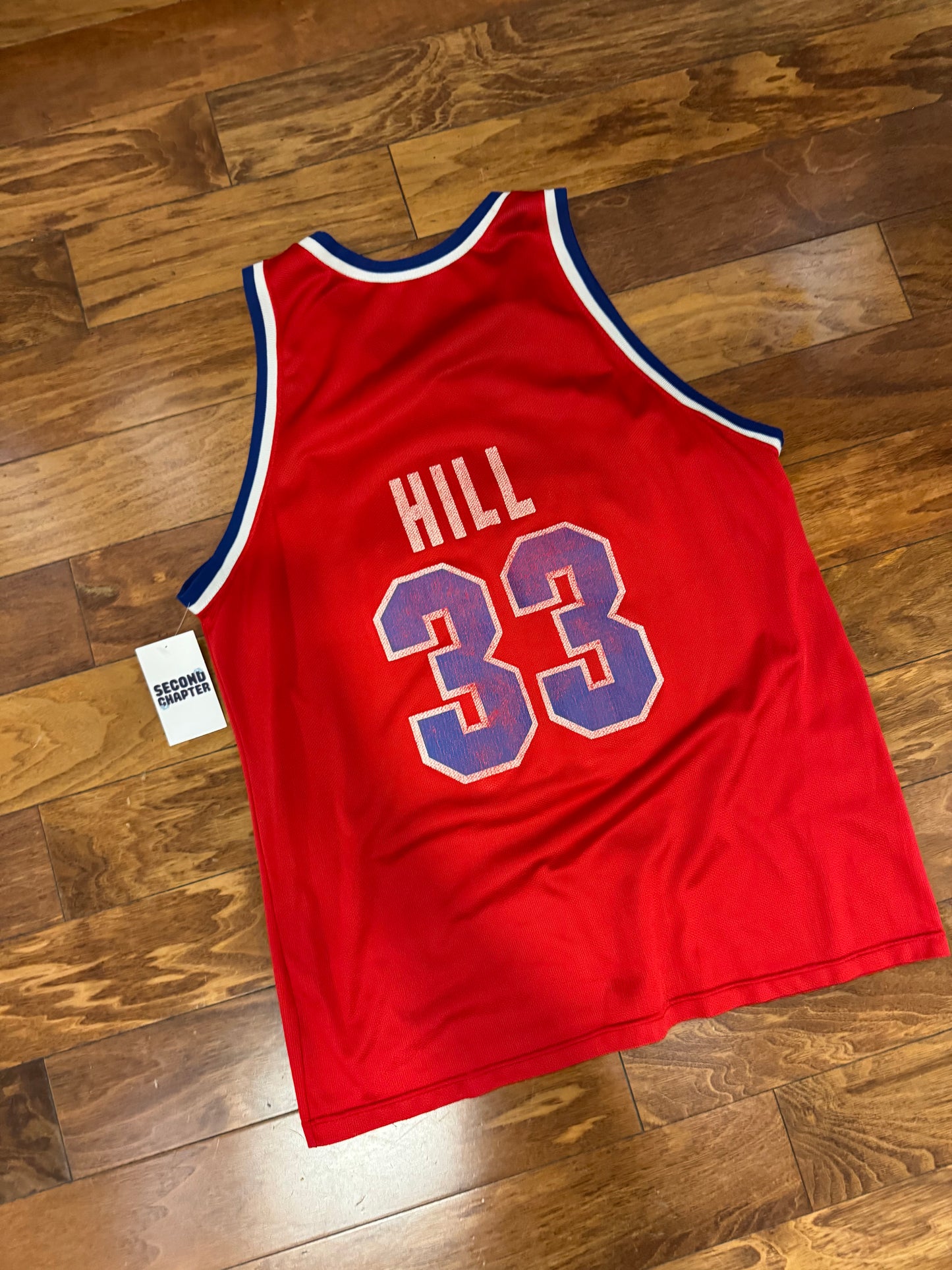 90s Detroit Pistons Grant Hill #33 Vintage Champion NBA Red Jersey (L)