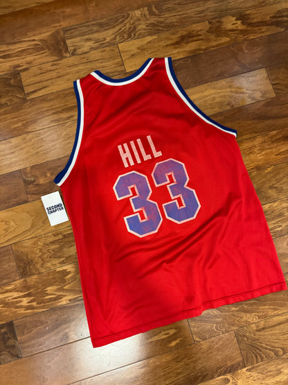 90s Detroit Pistons Grant Hill #33 Vintage Champion NBA Red Jersey (L)