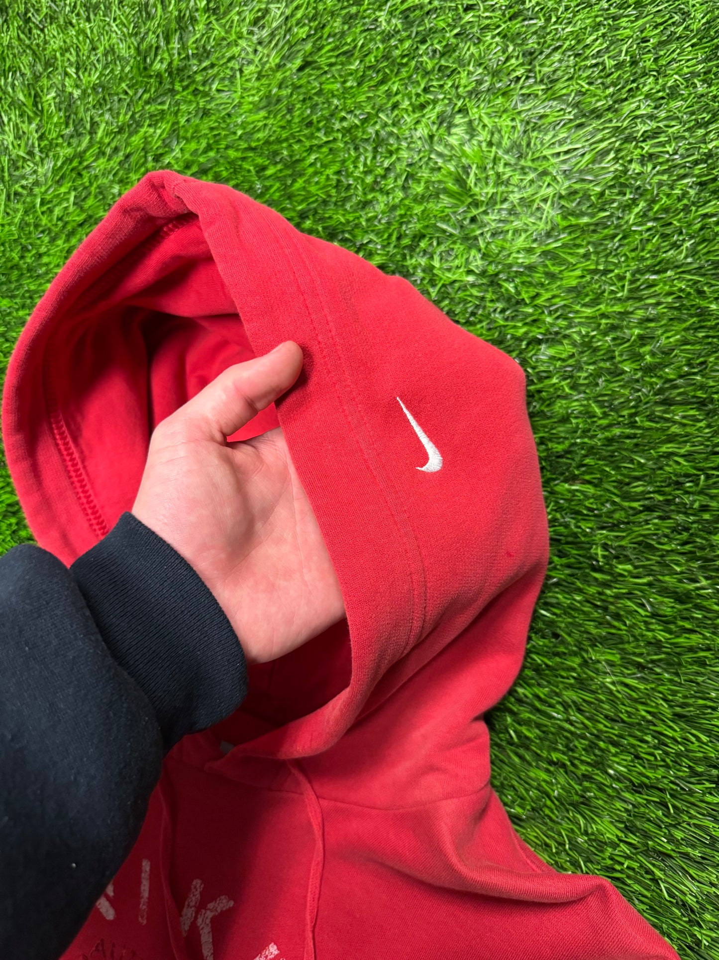 90s Nike Center Swoosh/SO Red Hoodie (M)