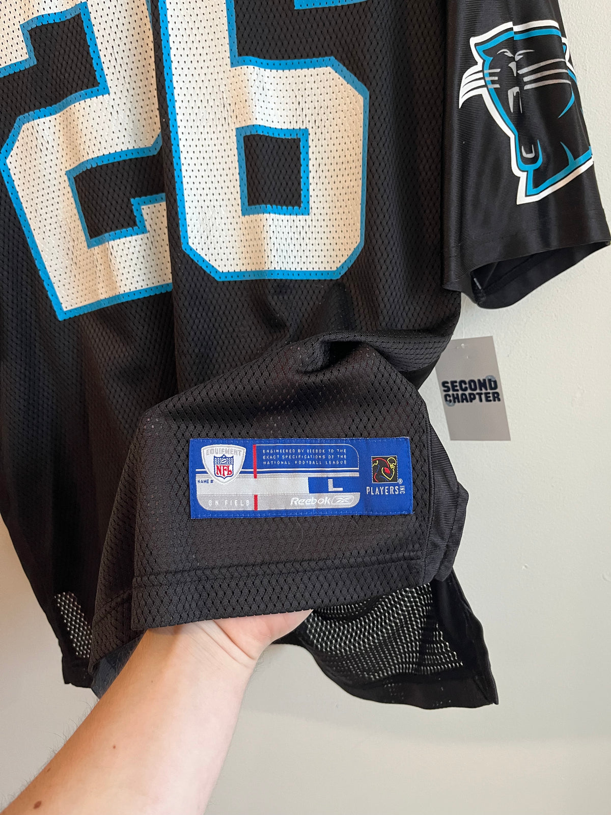 00s Carolina Panthers Deshaun Foster Home Reebok Jersey (L)