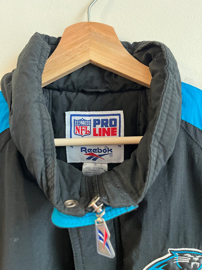 90s Carolina Panthers Reebok Striped Puffer Jacket (L)