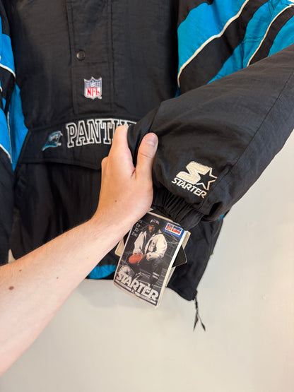90s Carolina Panthers Starter Deadstock Hooded Puffer Jacket (XL)