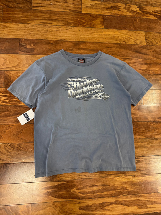 00s Harley Davidson Metal Emblem Curly's Tee (XL)
