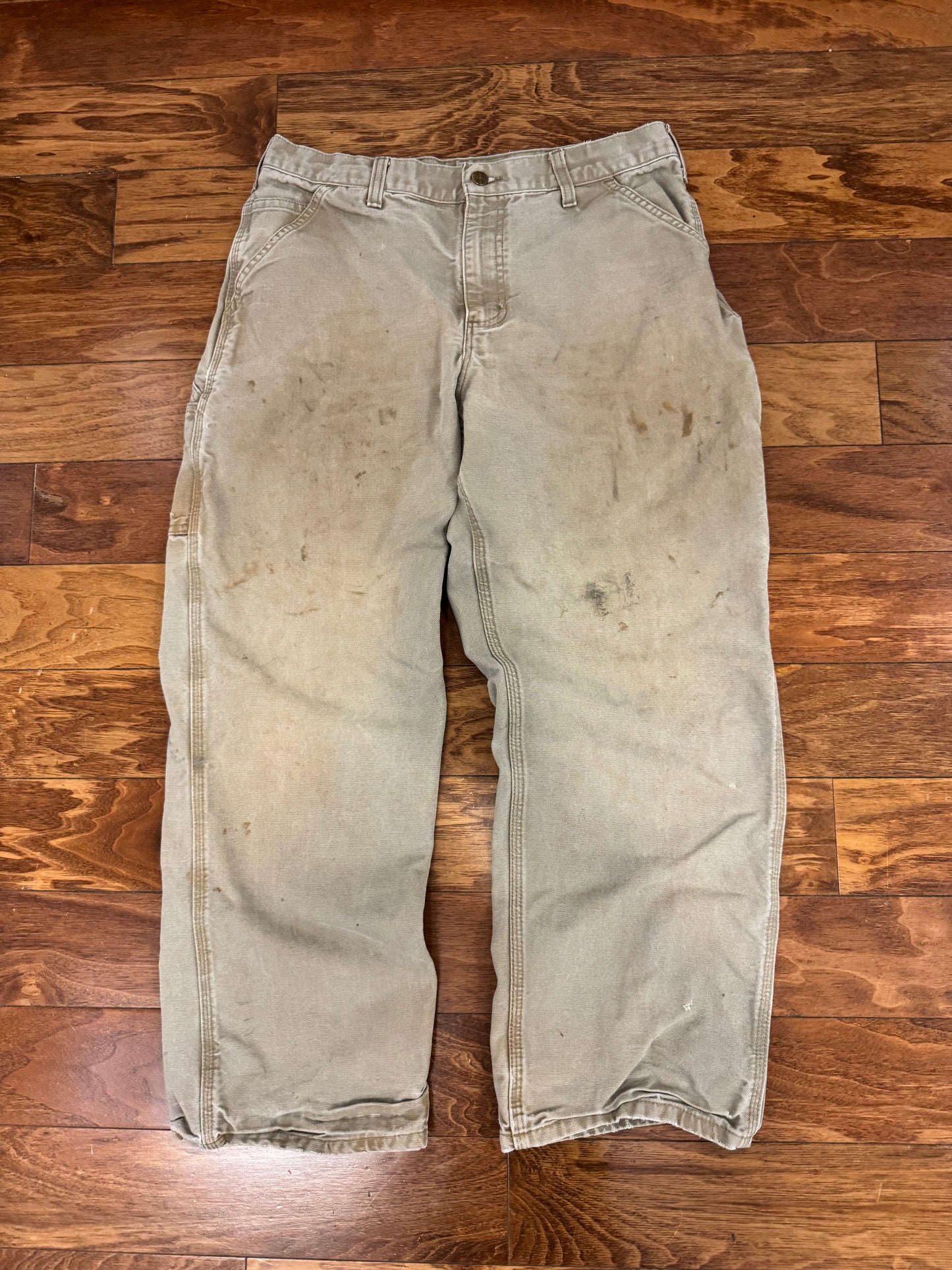2014 Carhartt Tan Stained Carpenter Pants (34 x 30)