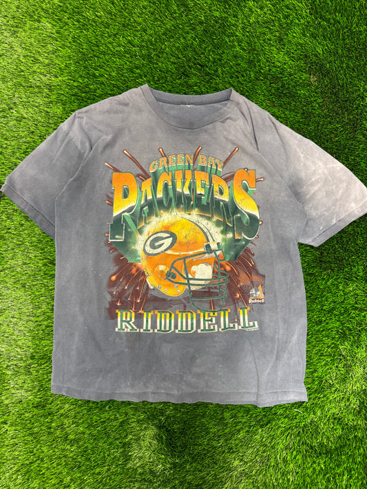 1997 Green bay Packers Riddell Thrashed Faded Tee (XL)